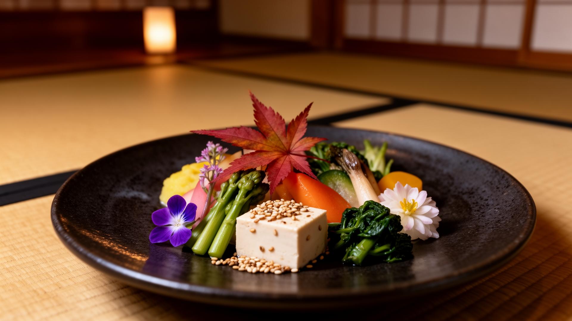 Vegetarian kaiseki — seasonal Kyoto course